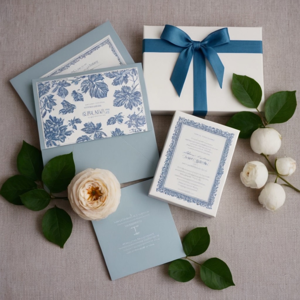 Invitaciones de boda en tonos azules